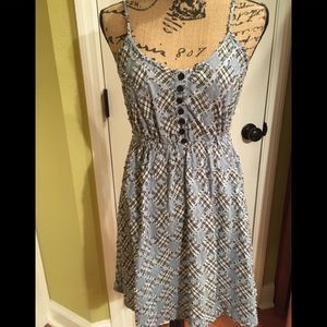 Light Blue Plaid Summer Dress with Button Front
